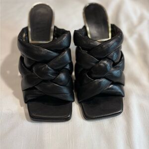 Zara Black Braided Sandals with Open-Toe